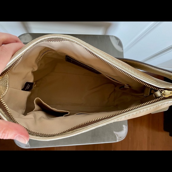 Tan and Gold Leather Coach Shoulder Bag - Picture 4 of 4
